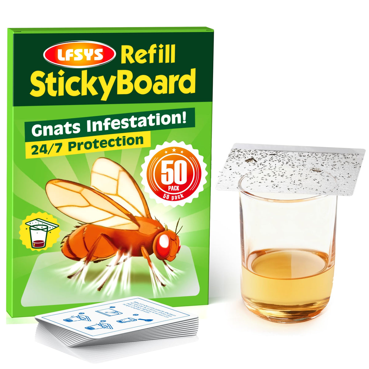 LFSYS fruit fly trap assembled on a kitchen counter for quick setup.