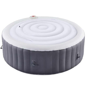 LFUTARI 4-5 ft round hot tub cover in use, shielding debris and heat retention.