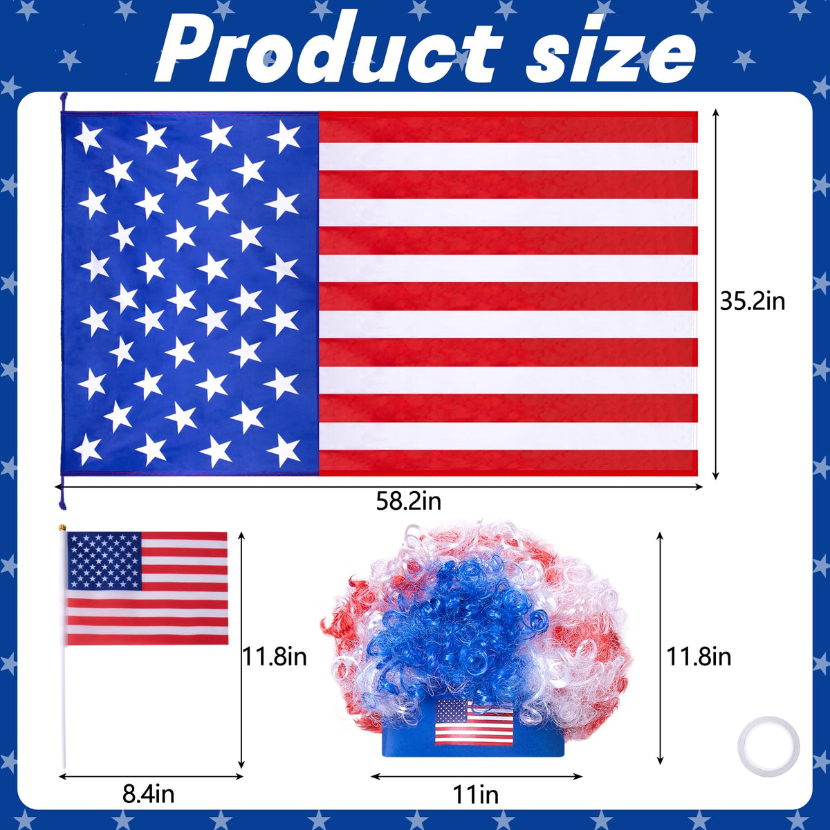 LFUTARI explosion wig in red white blue adds playful drama to outfits