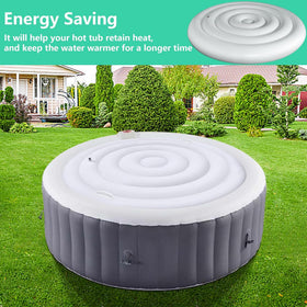LFUTARI inflatable tub cover being assembled for quick protection outdoors.