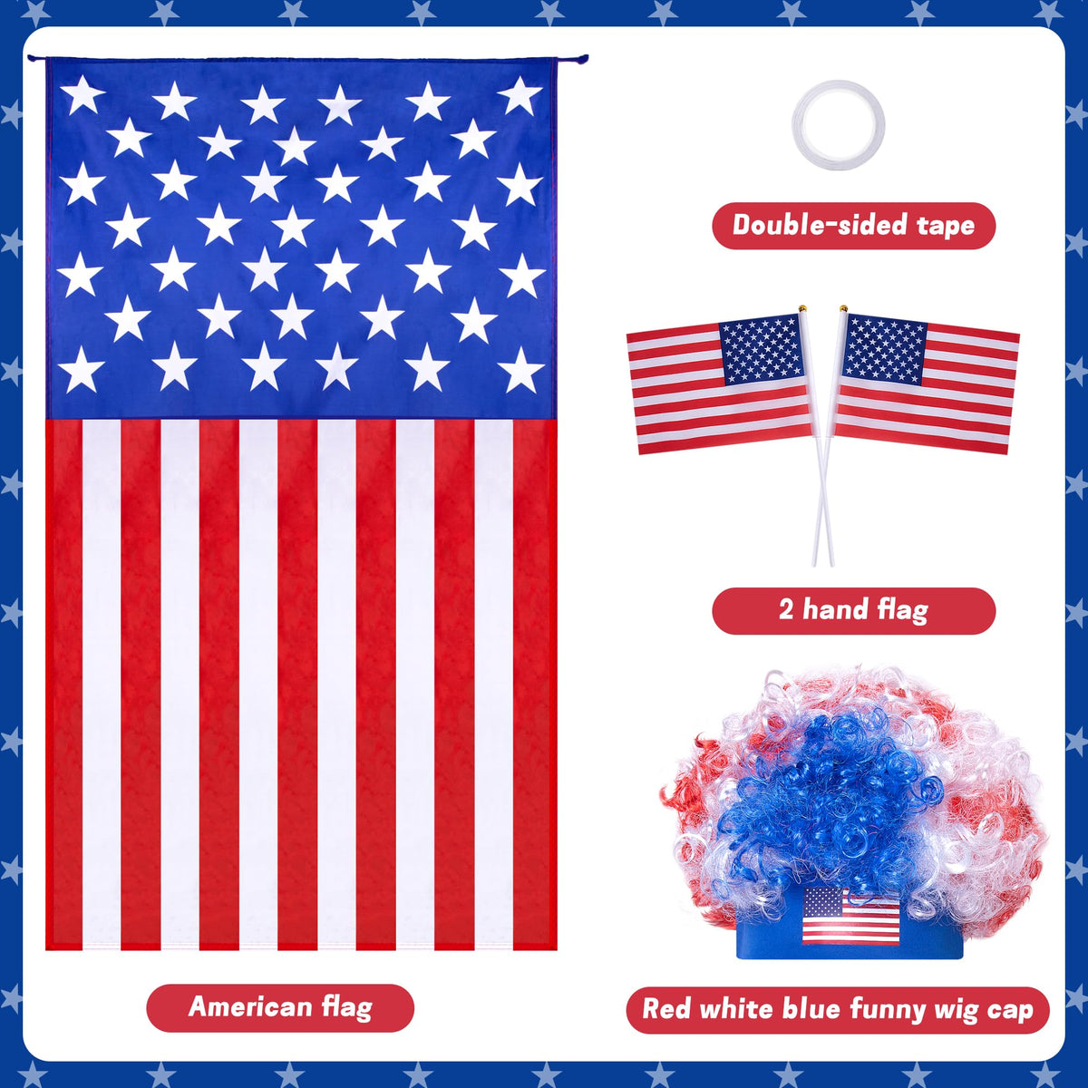 LFUTARI patriotic flags two-pack for waving or inserting into the skeleton