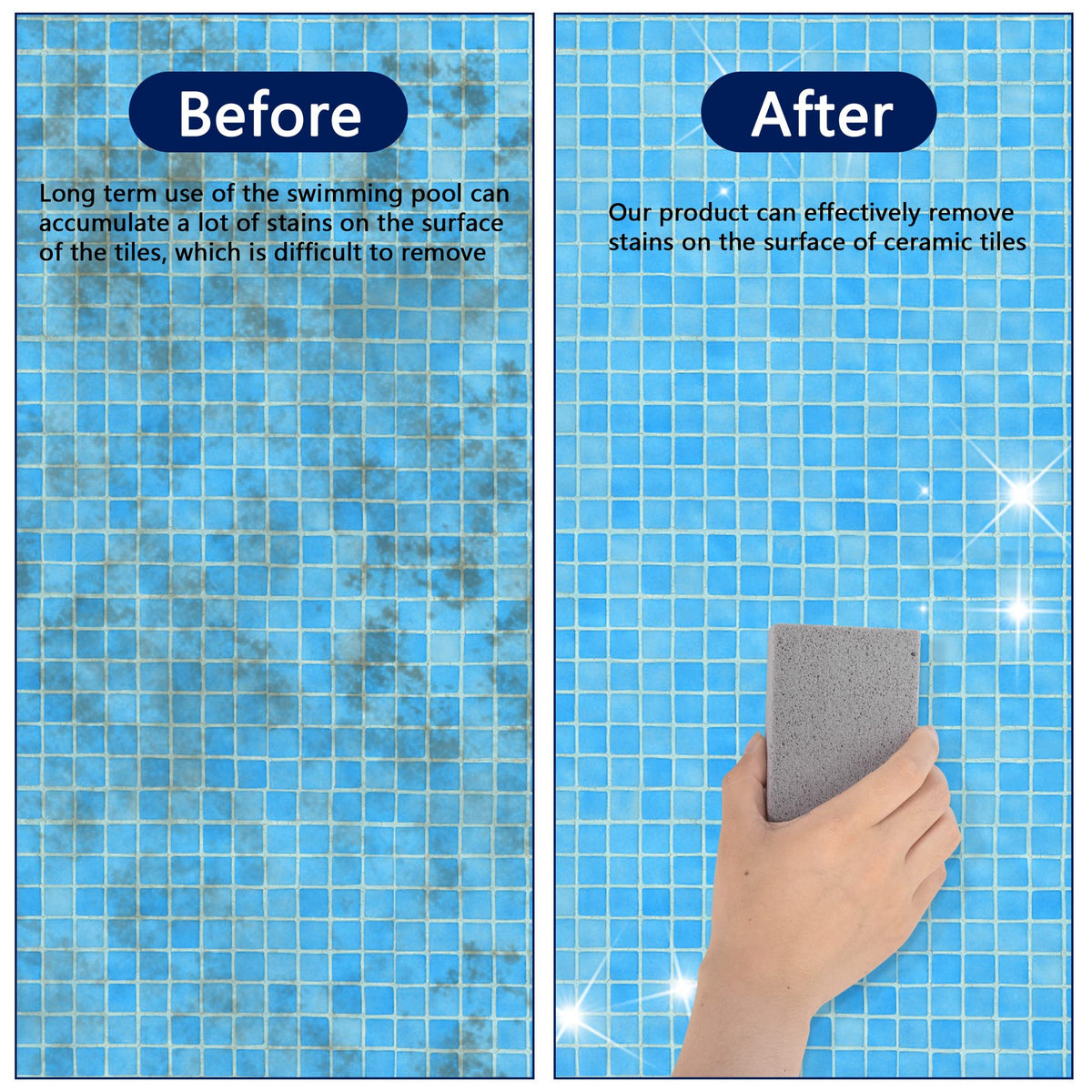 LFUTARI pool tile cleaner removes rust and mineral deposits on tiles