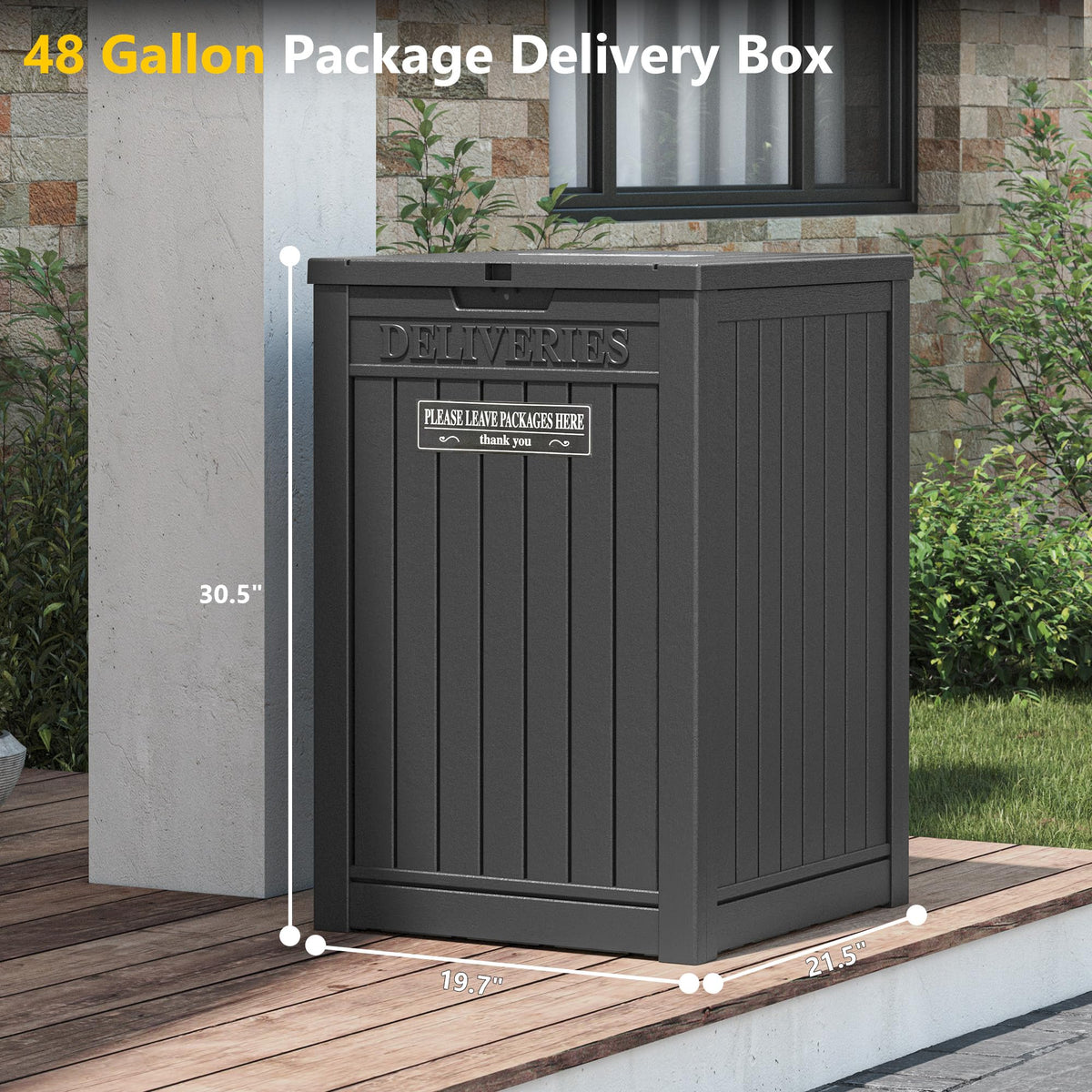 LHBGO lockable lid on delivery box for secure porch deliveries