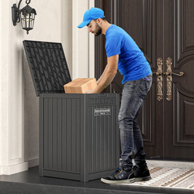 LHBGO outdoor storage box organized for packages and gear