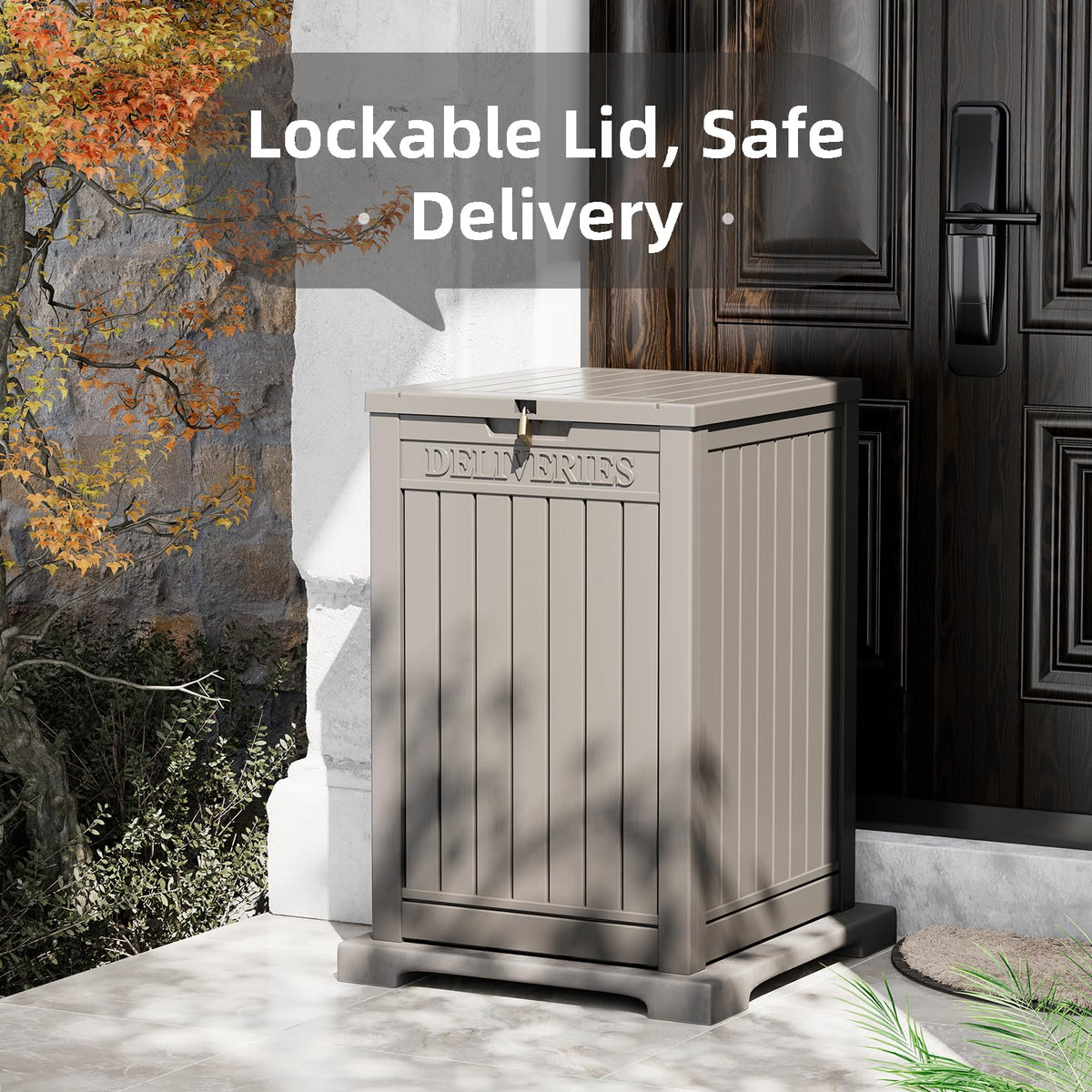 LHBGO lockable lid ensures secure porch storage