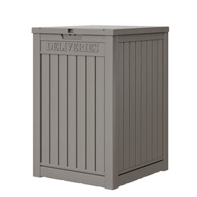 LHBGO outdoor package box shows 48 gallon capacity for multiple deliveries