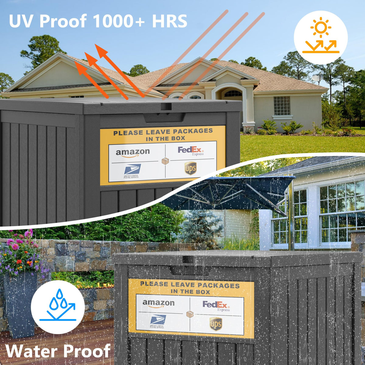 LHBGO porch storage box doubles as outdoor and indoor organization.