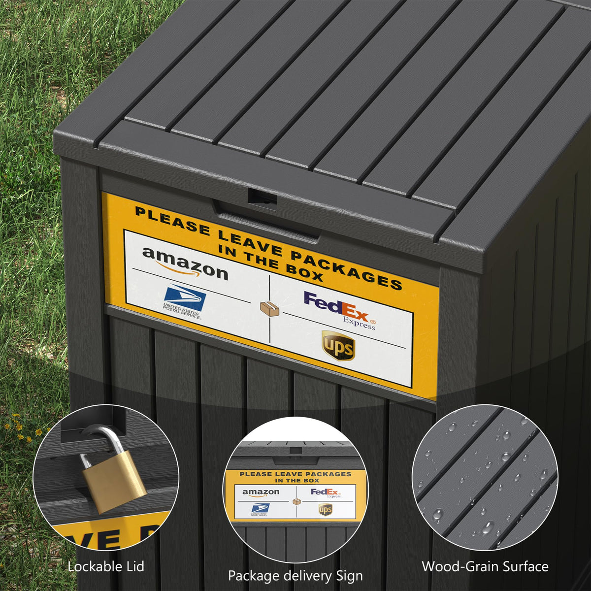 LHBGO visible delivery sign helps delivery drivers locate the box quickly.