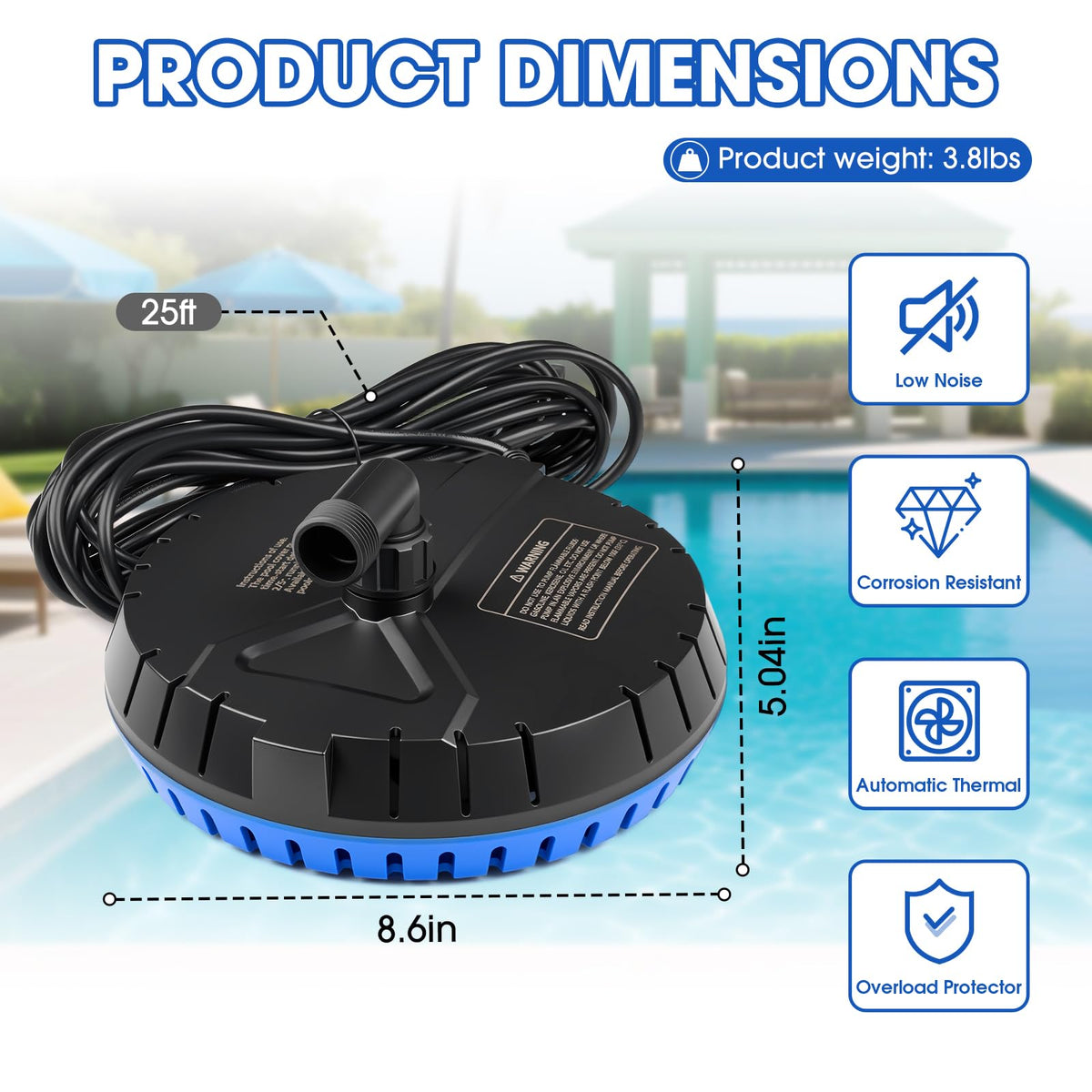 LHUKSGF 1500 GPH pump with 25 ft cord ready for use.
