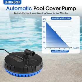 LHUKSGF 3/4-inch discharge with garden hose adapter for standard hoses.