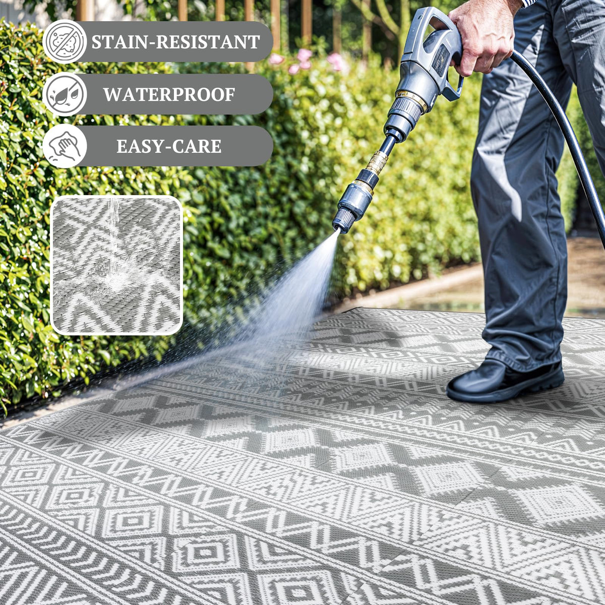 LIANLAM waterproof surface being wiped clean with hose