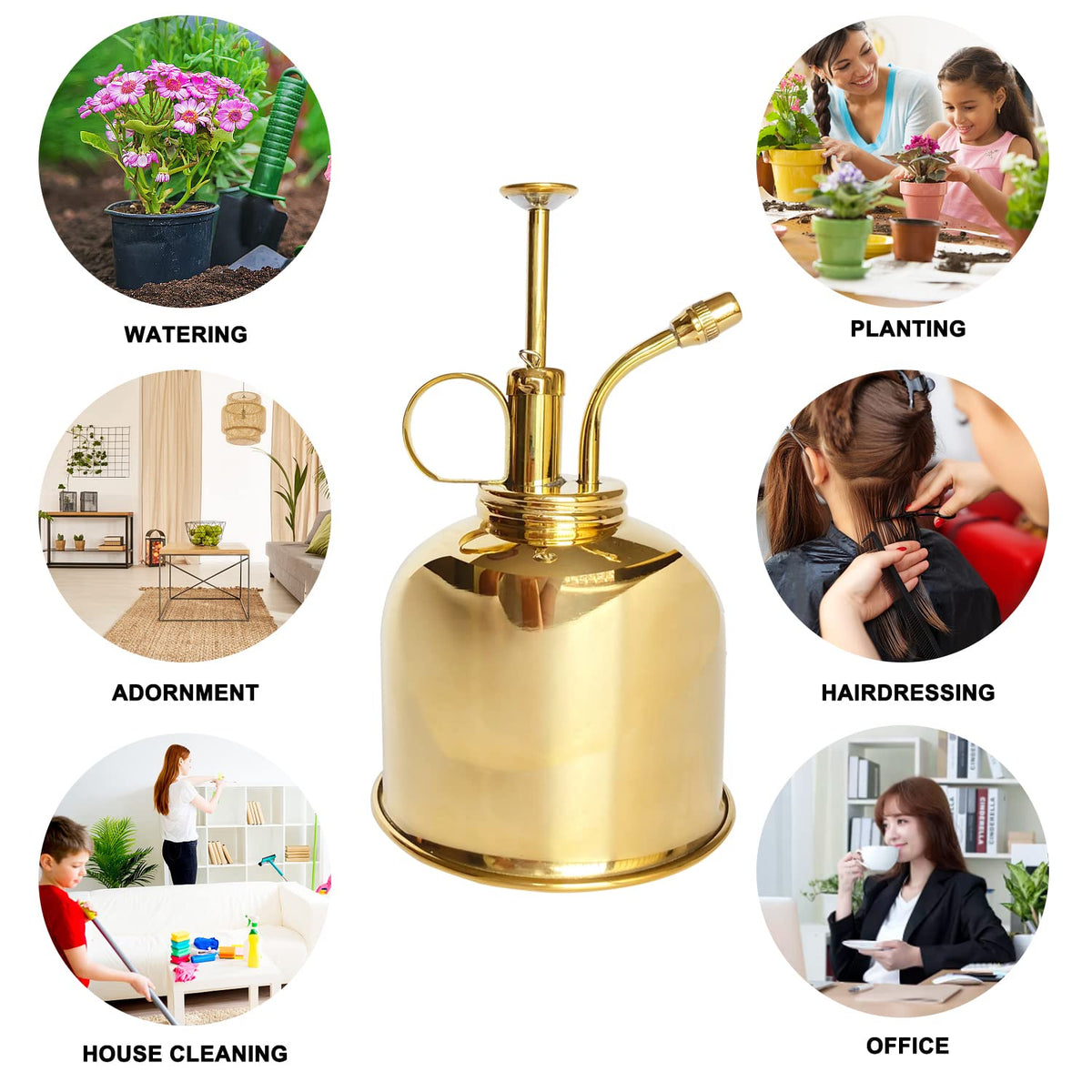 Lianshi brass spray bottle in use for dust-free leaves
