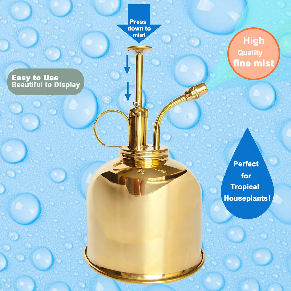 Lianshi brass spray bottle mist in action on leaves