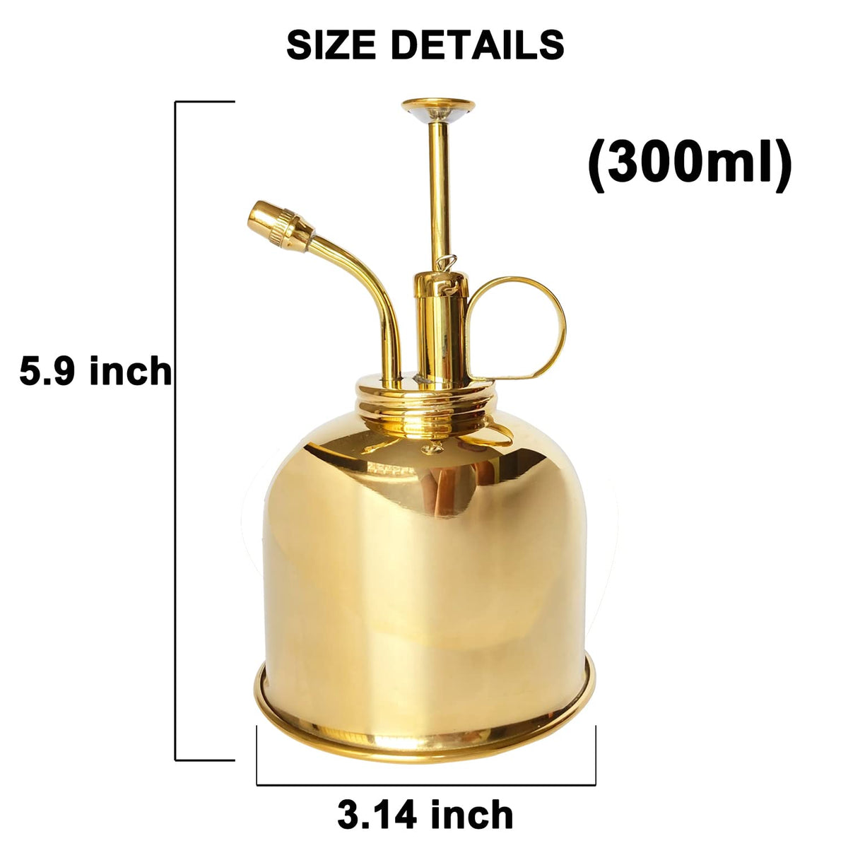 Lianshi brass spray bottle top view showing compact design