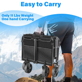 LIAPOTT adjustable-handle wagon with ergonomic grip during setup