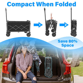 LIAPOTT foldable wagon compact storage demonstrates easy stowaway