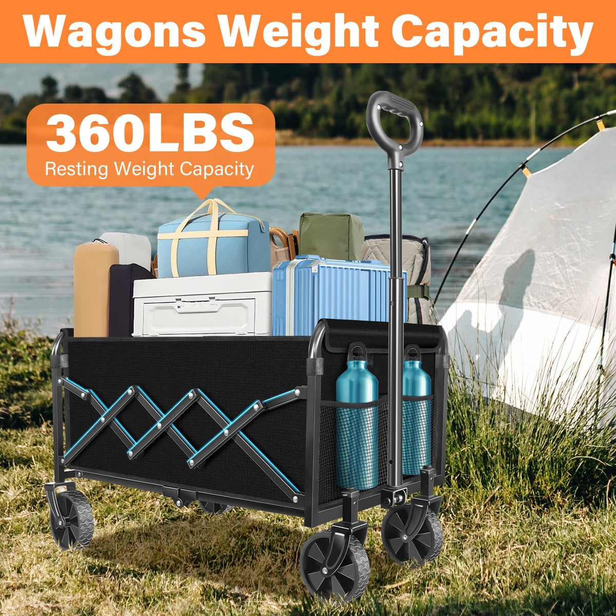 LIAPOTT aluminum-frame wagon offers lightweight strength for loading groceries and gear.