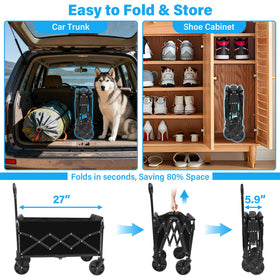 LIAPOTT wagon supports 360 lbs for heavy shopping and camping gear