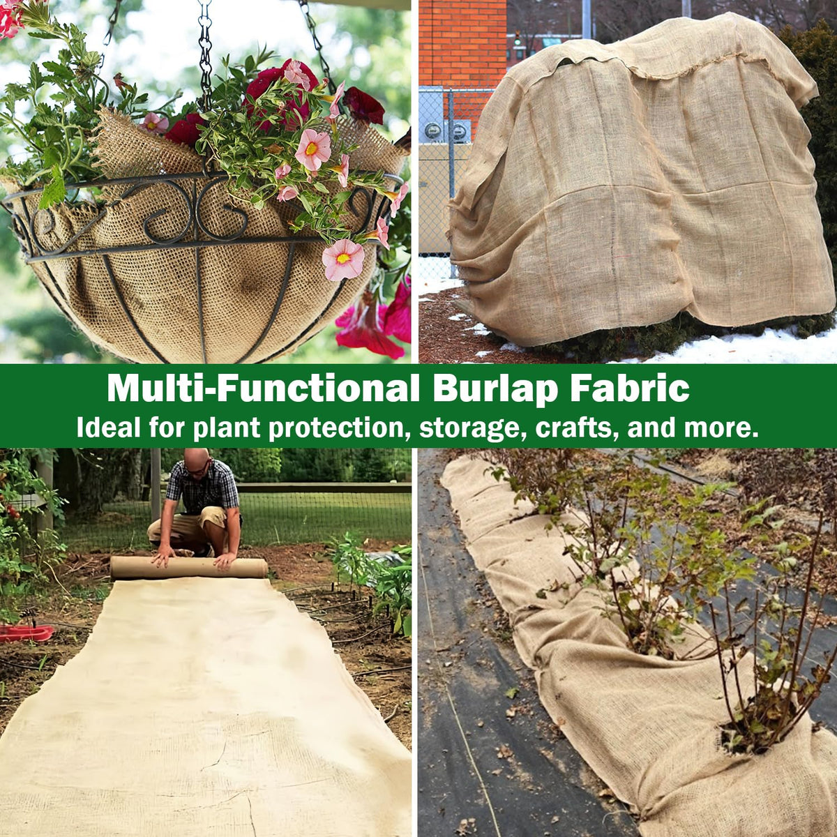 Liaycco burlap weed barrier supports soil cover and landscape prep