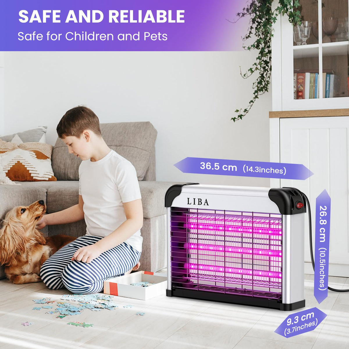LiBa LED Indoor Bug Zapper hanging chain offers flexible indoor placement.