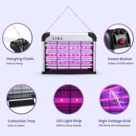 LiBa LED Indoor Bug Zapper top view shows dual UV lamps attracting more insects.