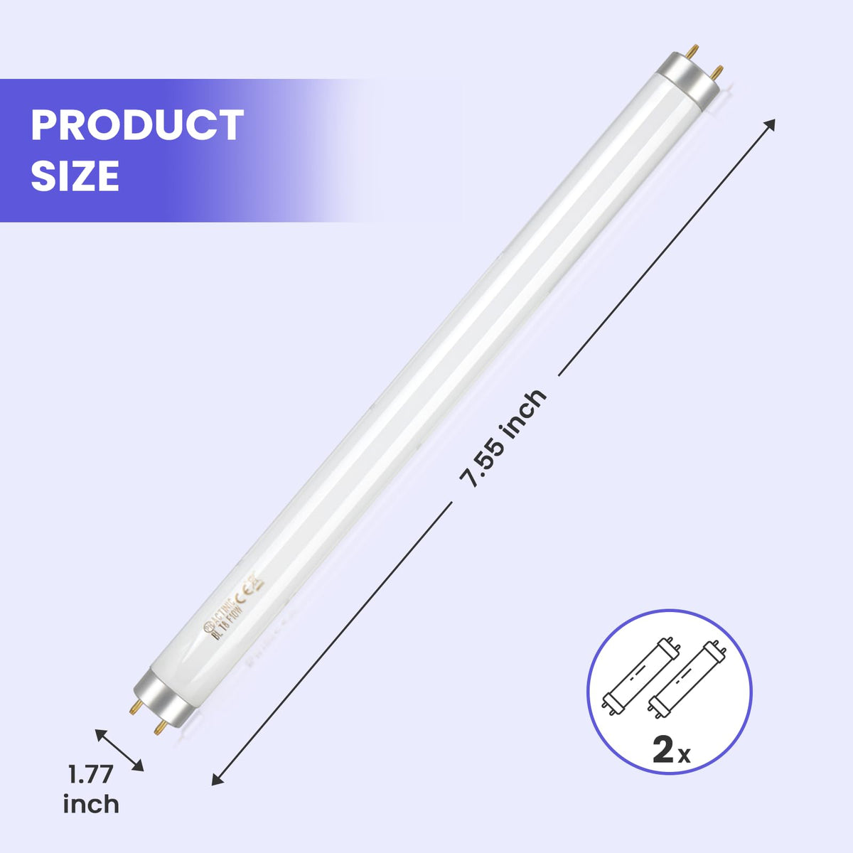 LiBa two-pack 10W UV bulbs for 20W zappers, long-lasting and energy-efficient.