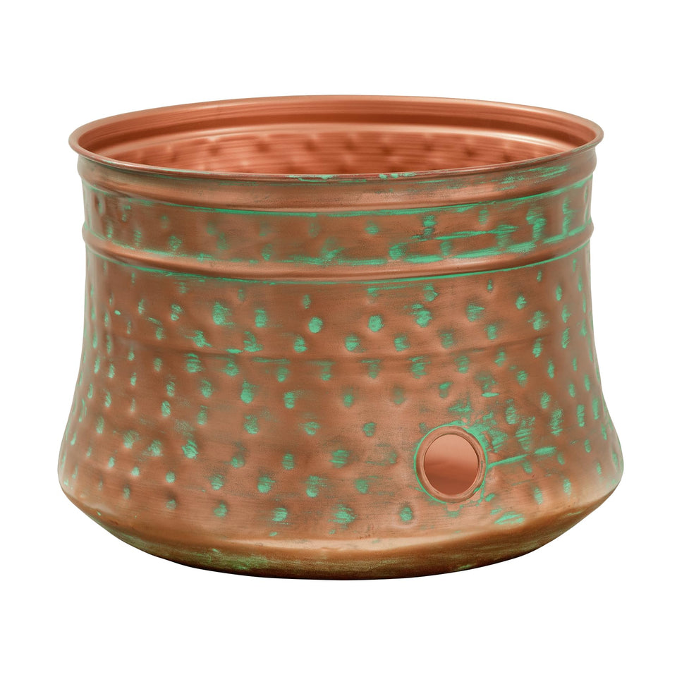 Liberty Garden 1917 hose pot patina finish stores hose neatly outdoors