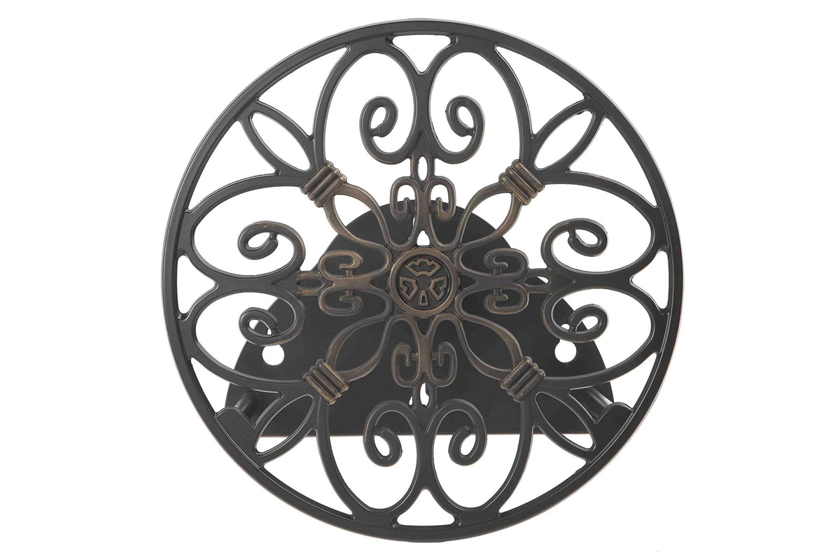 Liberty Garden 670 hose butler top view shows sturdy cast aluminum with bronze finish.