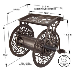 Liberty Garden 704 shelf for tools keeps nozzles within reach.