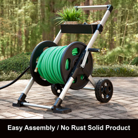 Liberty Garden Explorer never-flat tires keep the cart moving smoothly