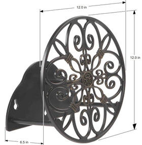 Liberty Garden hose butler installation image demonstrates easy keyhole mounting setup.