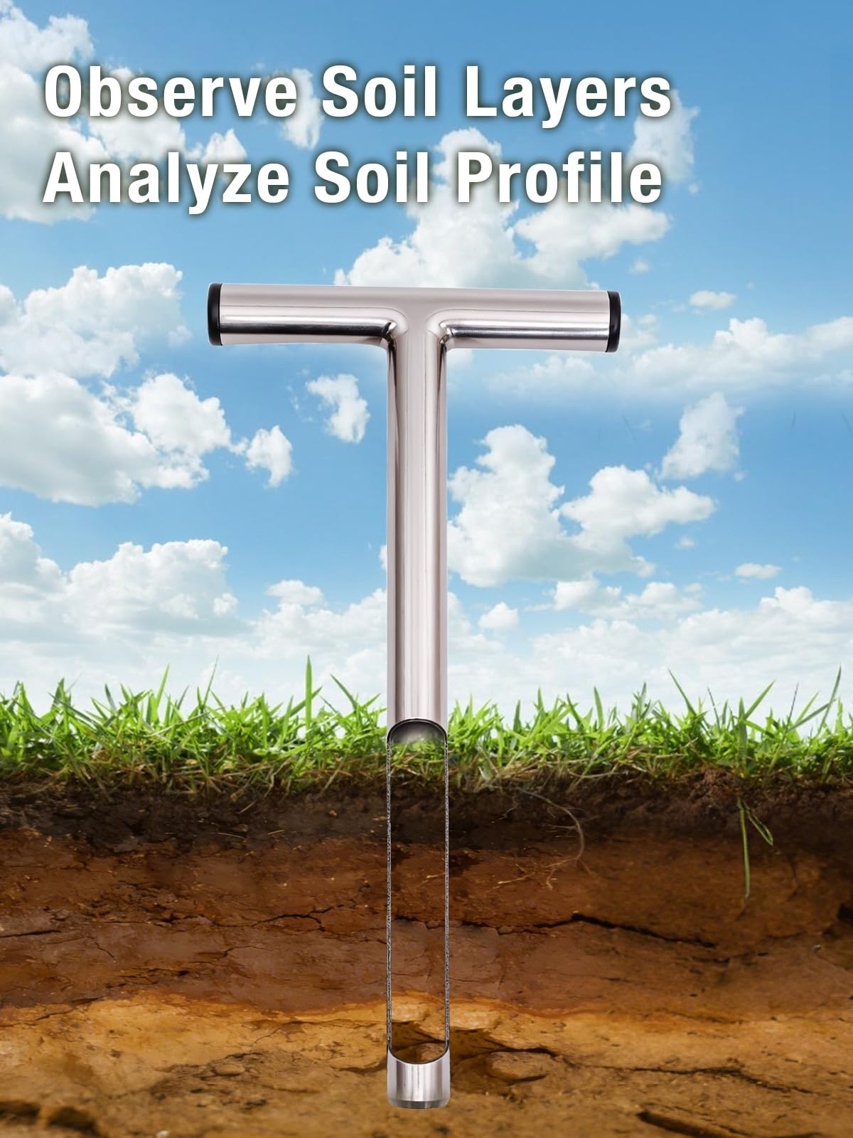 Lichtund ergonomic T-handle improves grip during soil probing