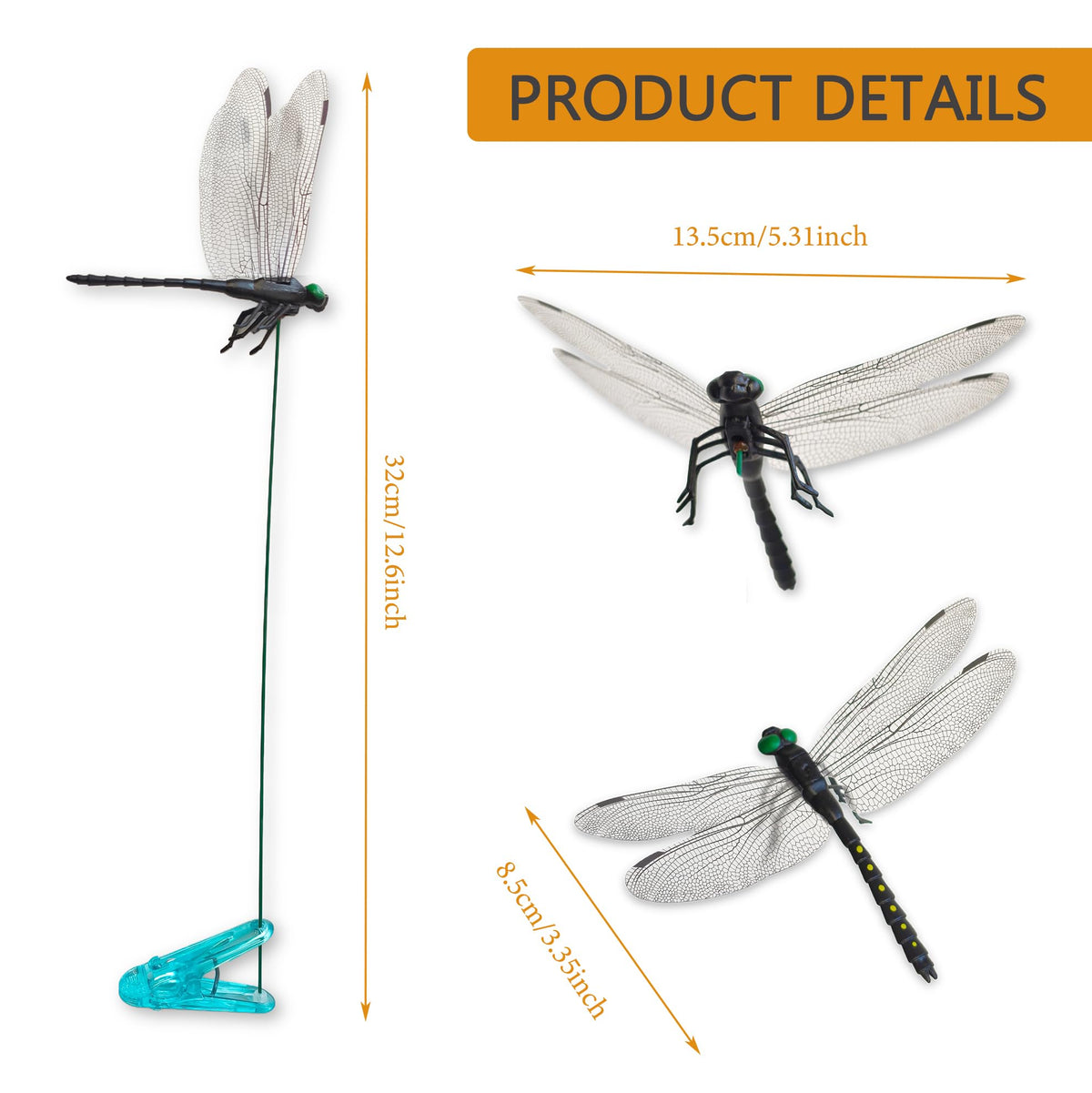 Lidengle dragonfly garden stake—vivid 3D decor for plants.