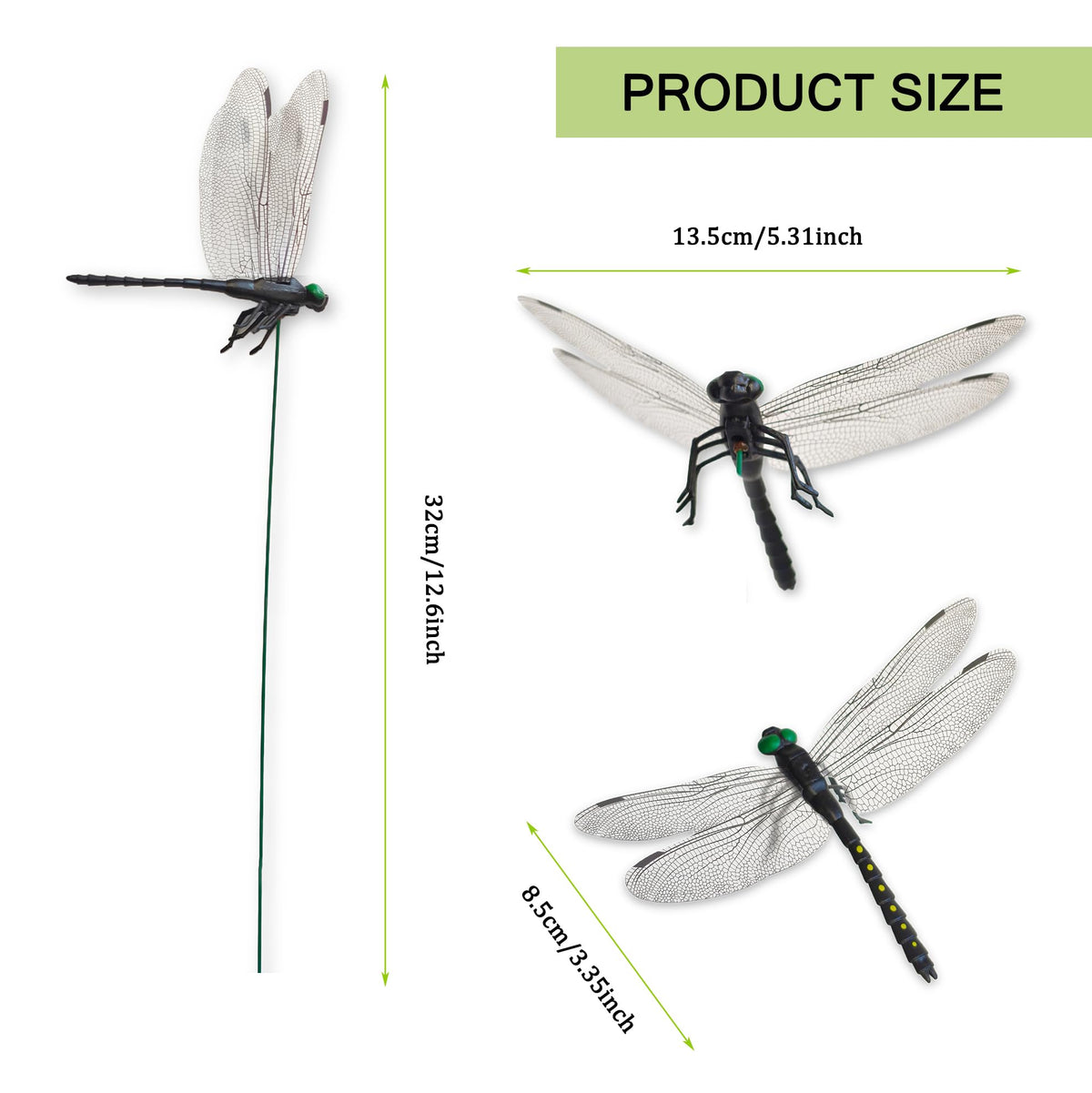 Lidengle dragonfly stake wings detail captures natural wing shape.