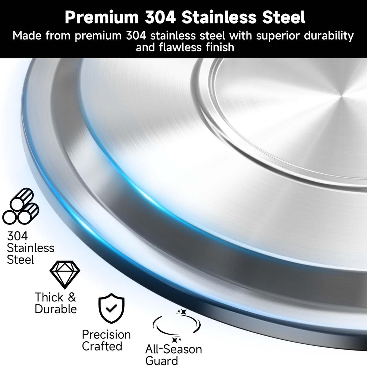 Lidereja brushed stainless steel finish adds sleek patio style to the lid.