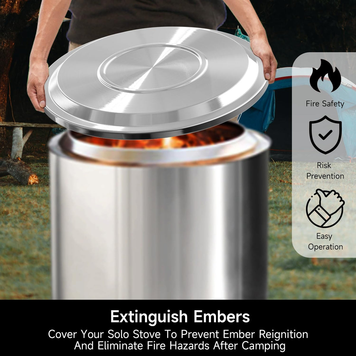 Lidereja lid helps prevent reignition after the flame is out.