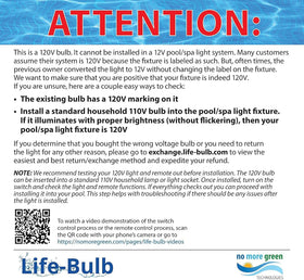 Life-Bulb 120V E26 screw-in design fits standard fixtures.