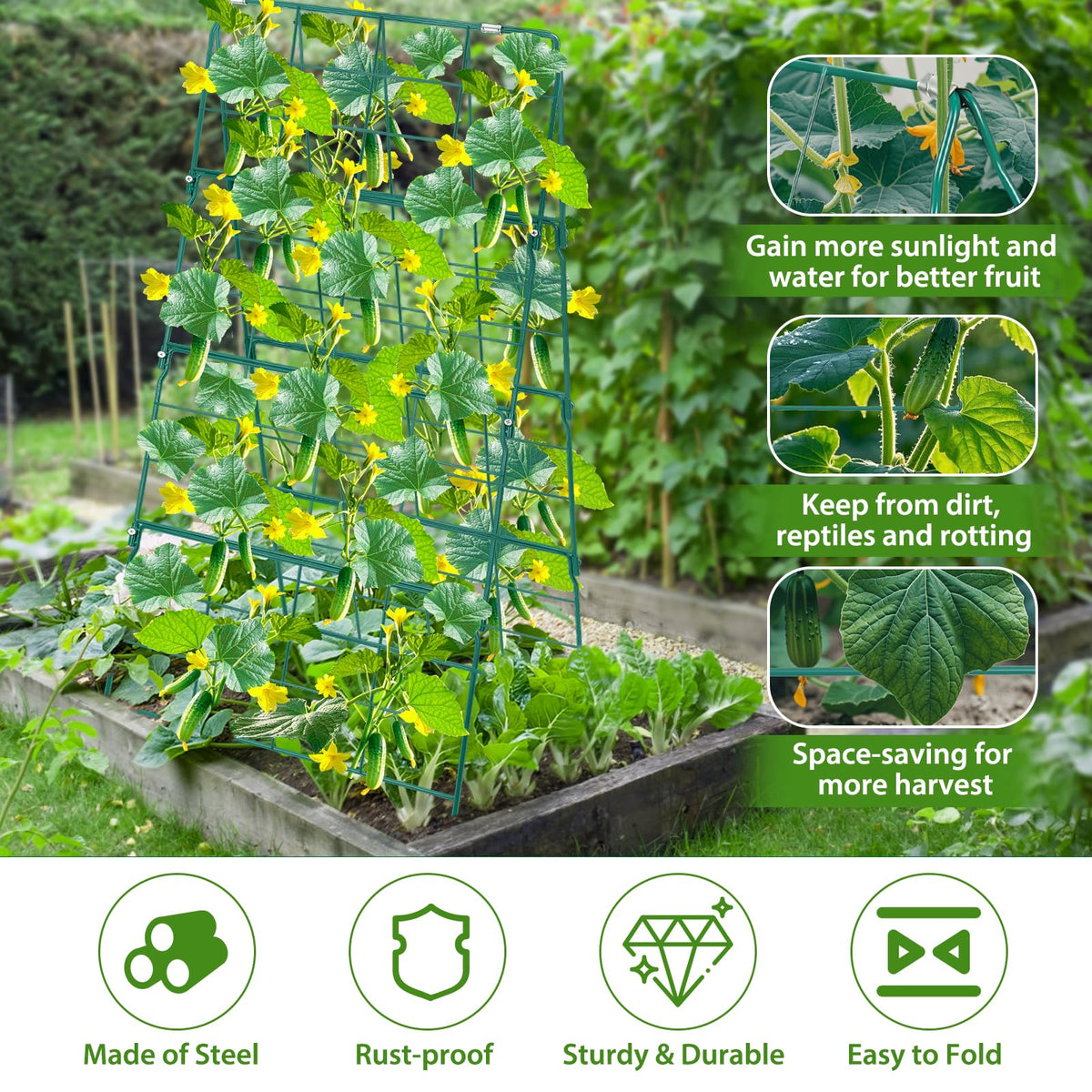 LifeisLuck foldable A-frame trellis shows compact design for seasonal storage.