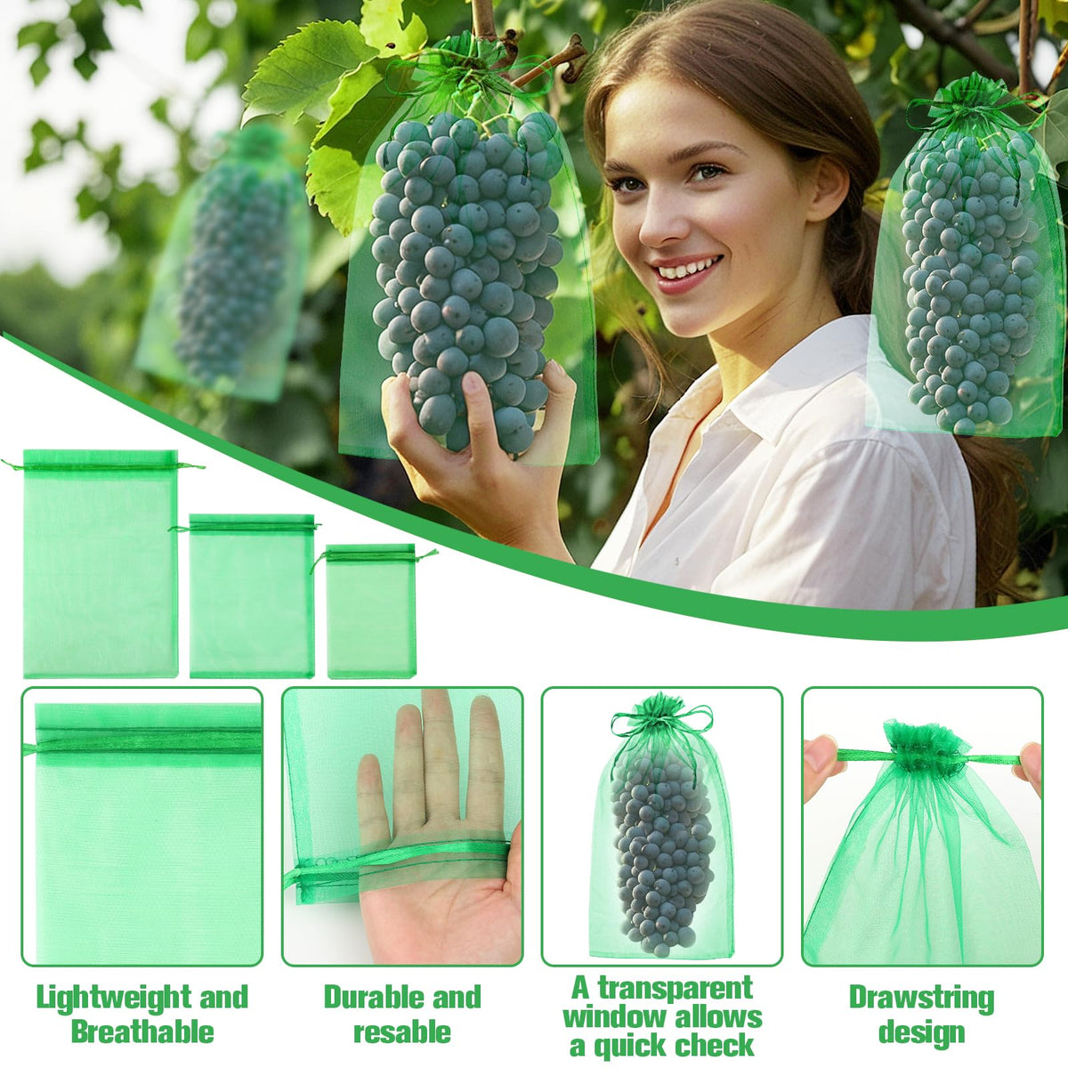 LifeisLuck 4x6 inch bags guarding small fruits like figs, easy to check.