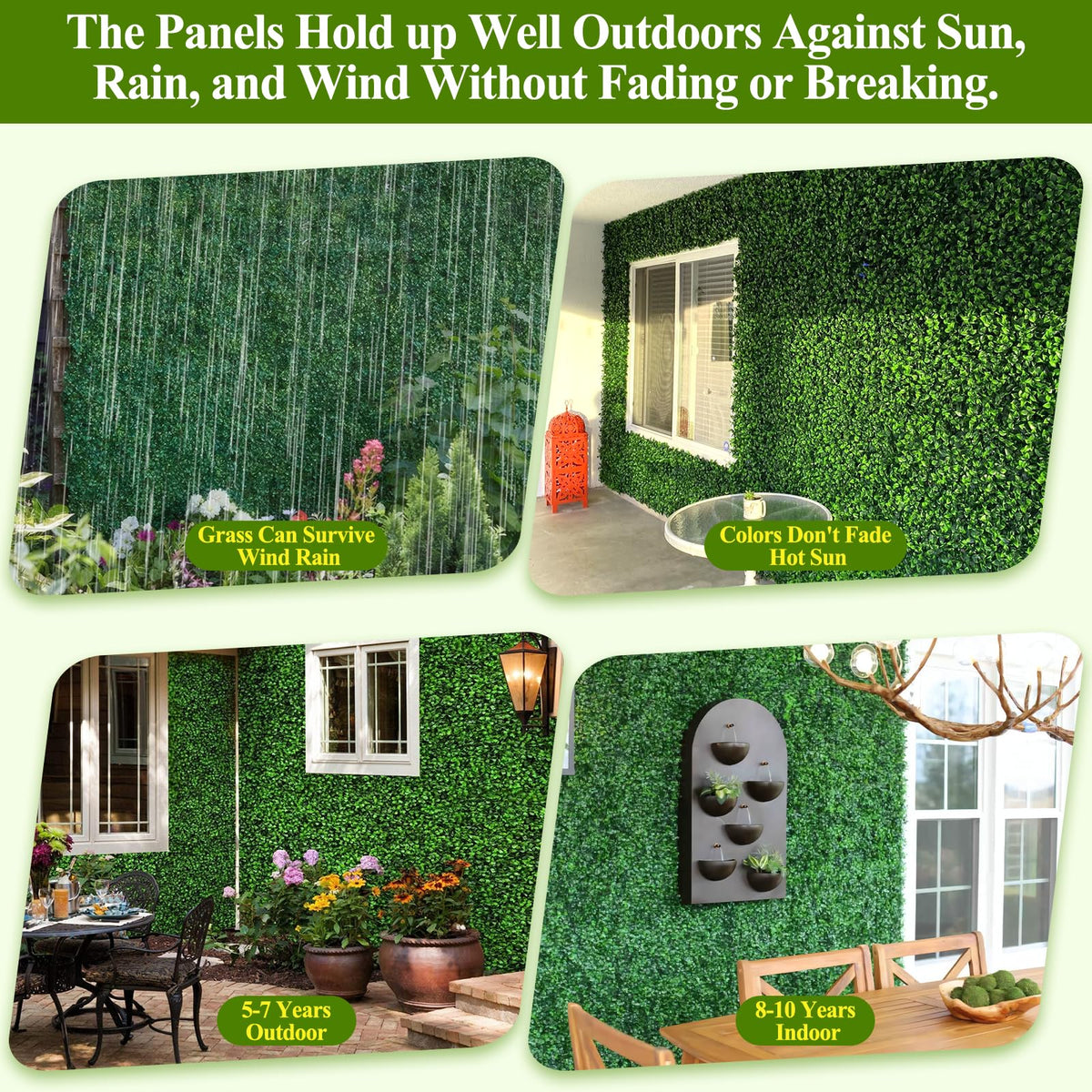 LifeisLuck low-maintenance faux wall requires no watering or trimming.