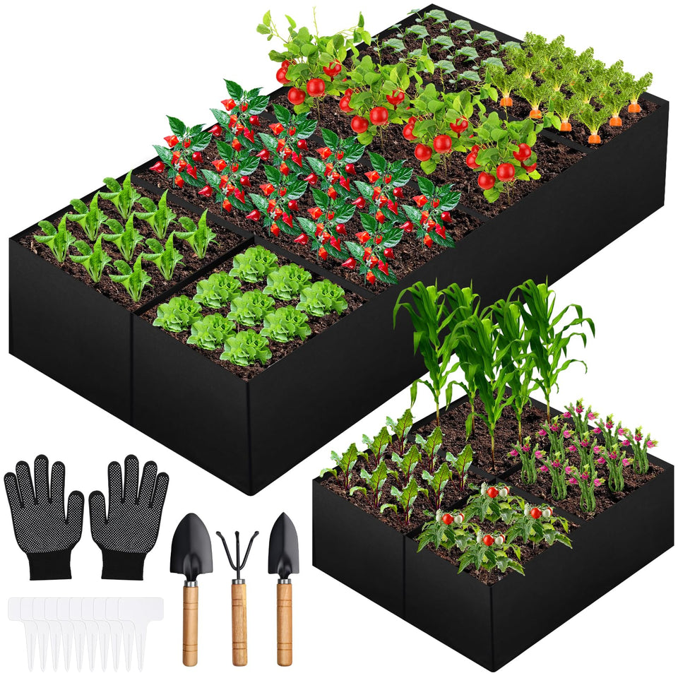 LifeisLuck Fabric Raised Garden Bed on ground, spacious space for vegetables.