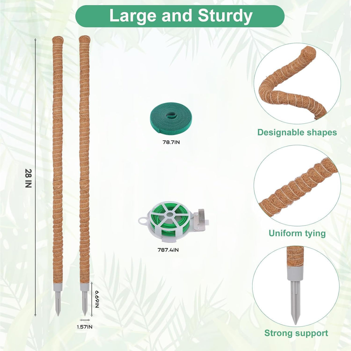 LifeNest adjustable moss-pole ties protect stems while shaping growth.