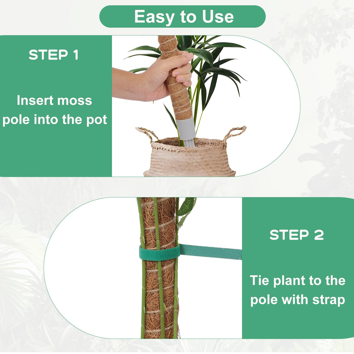 LifeNest aluminum-core moss pole stays sturdy and rust-free for tall indoor plants.