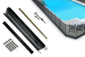 Life Saver Pool Fence DIY 4x12 black mesh section enhances pool safety.