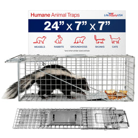 LifeSupplyUSA 24-inch cat trap collapsible frame enables compact storage.
