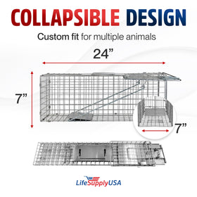 LifeSupplyUSA 24-inch cat trap release-ready design for fast relocation.