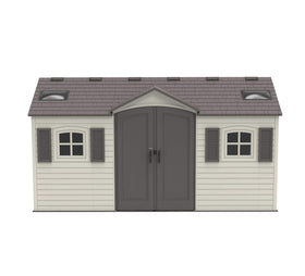 Lifetime 15x8ft dual-entry shed door configuration enables convenient access from two sides