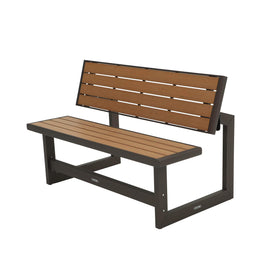 LIFETIME 60054 convertible bench-table with faux wood texture for outdoor use.