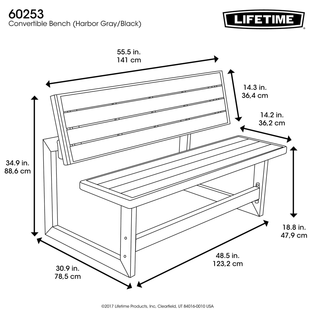 LIFETIME 60253 weather-resistant polystyrene slats with water drainage
