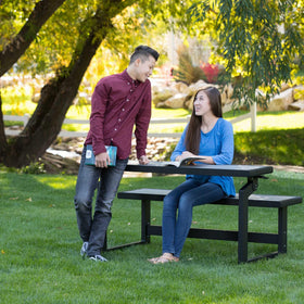 LIFETIME 60253 table setup in harbor gray for alfresco meals